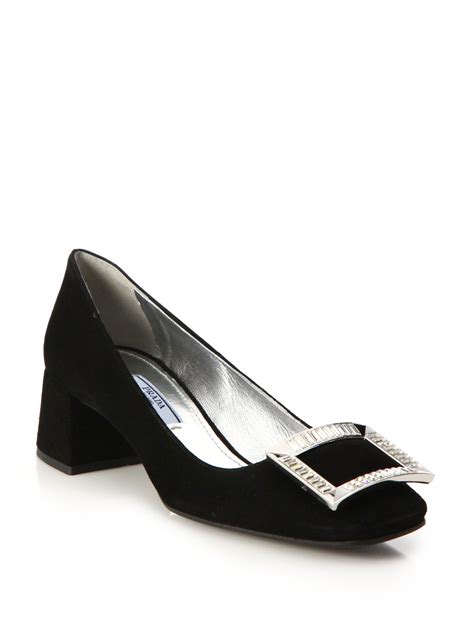 prada black buckle pumps with|Prada pumps for women.